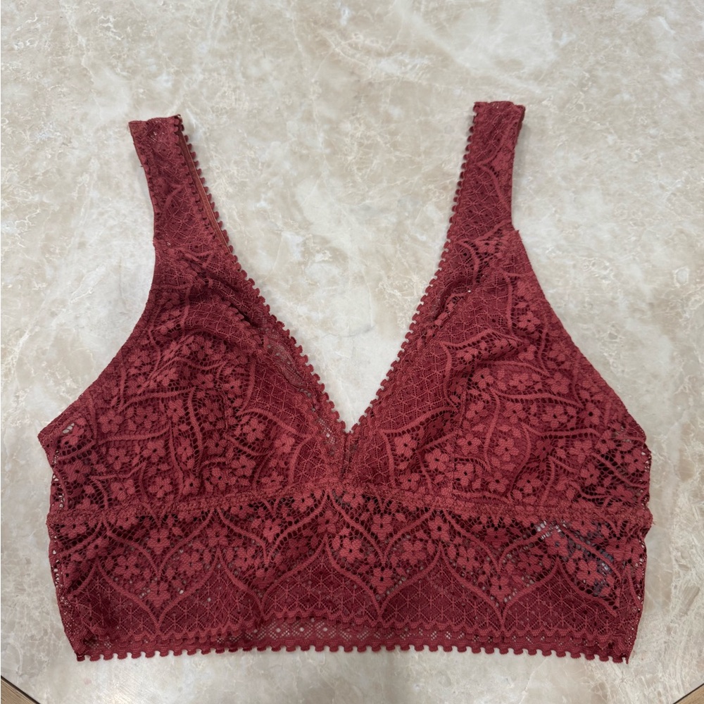 Elegant Lace Bralette in Burgundy 256